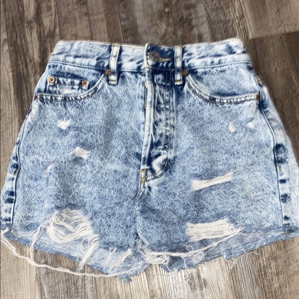 PacSun Ultra High Rise Blue Jean Shorts Distressed Vintage Style